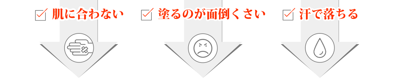 肌に合わない、塗るのがめんどくさい、汗で落ちることありませんか？