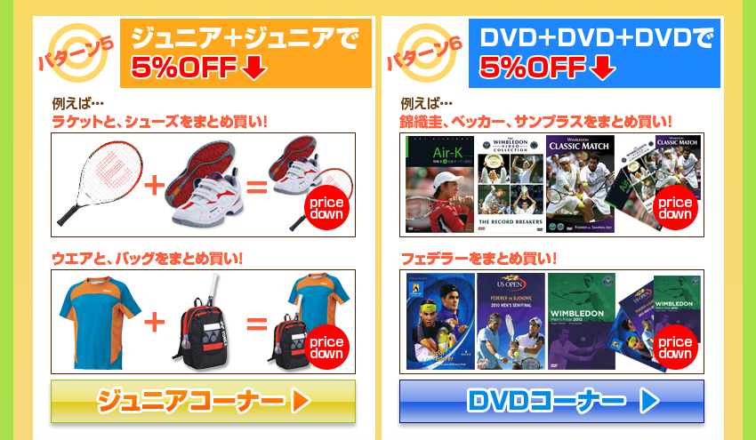 パターン3：シューズ+シューズで10％OFF/パターン4：ウエア+ウエアで10％OFF