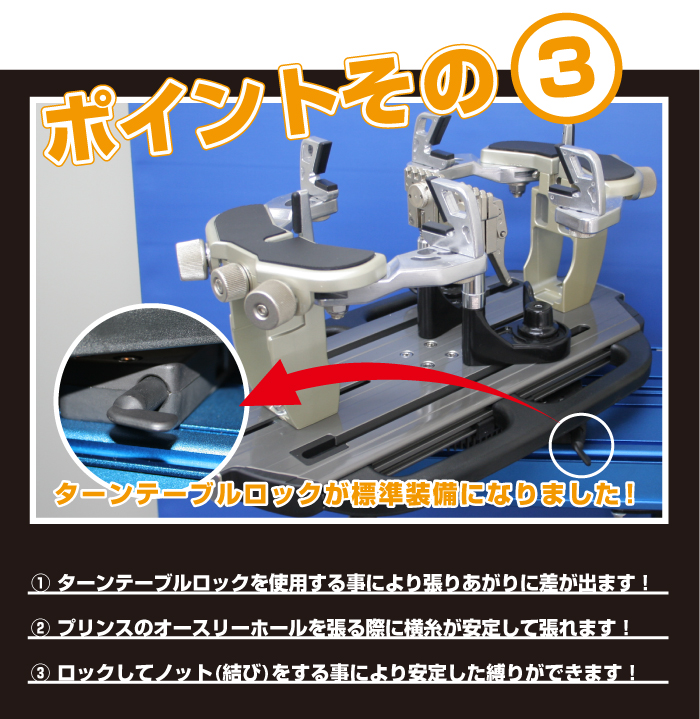 ポイント3　ターンテーブルロックが標準装備になりました。